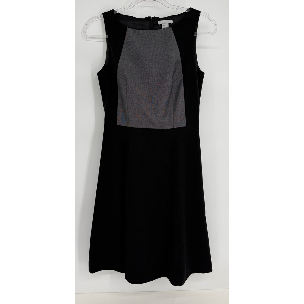 HM Womens Black Grey Colorblock Sleeveless A-Line Career Dress Sz 6